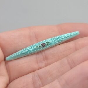 Vintage Guilloche Brooch Green Blue Purple‎ Flower Blouse Pin